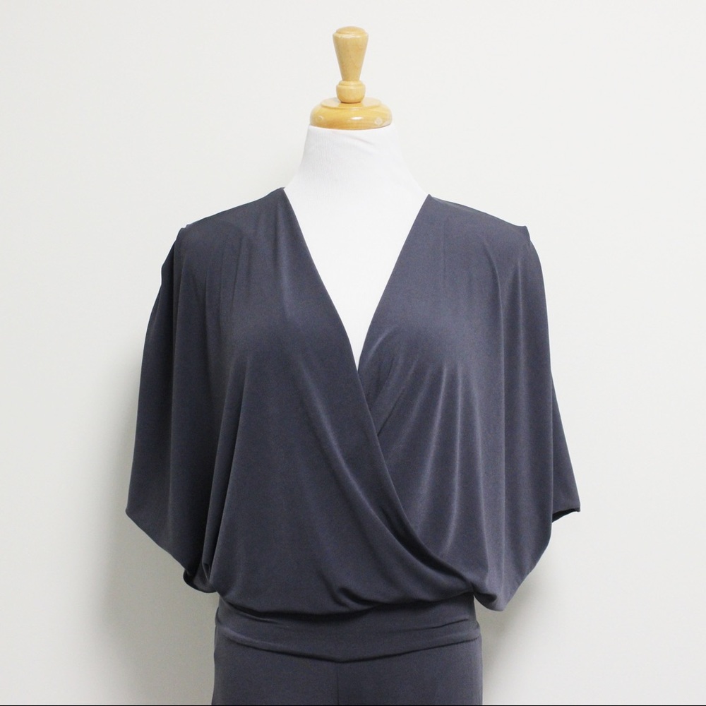 Julian Chang Jumpsuit Gunmetal Gray Dolman V Neck - Picture 3 of 8